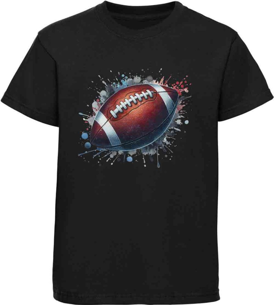 Kinder T-Shirt American Football Ball in Ölfarben